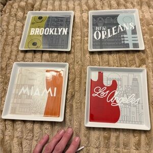 Crate and BarrelSet of 4 City Dishes - Brooklyn, New Orleans, Miami, Los Angeles